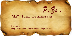 Páricsi Zsuzsanna névjegykártya